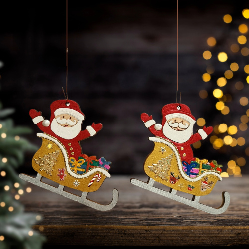 Christbaumanhänger "Santa auf Schlitten"