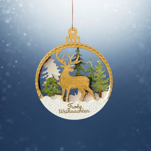 Christbaumanhänger "Hirsch im Wald"