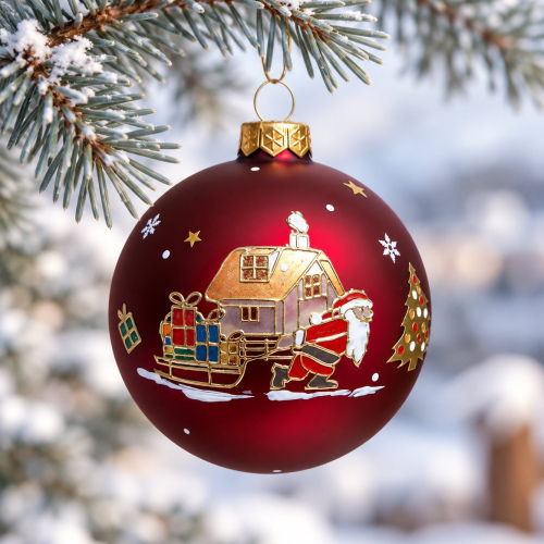 Christbaumkugel "Santa zieht den Schlitten"