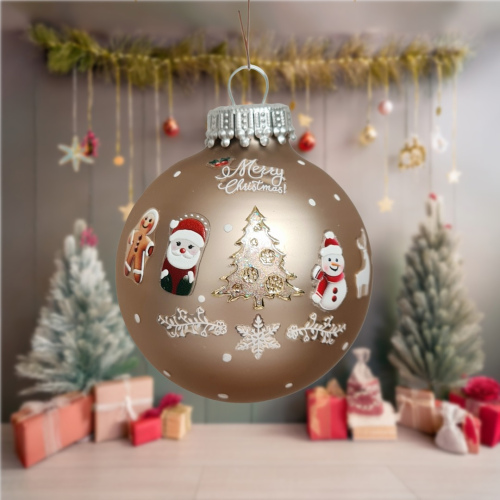 Christbaumkugel Braun "Merry Christmas"