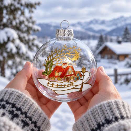 Christbaumkugel "Cottage" transparent