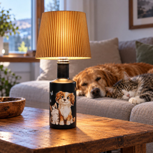 Flaschenlampe "Hund & Katz"