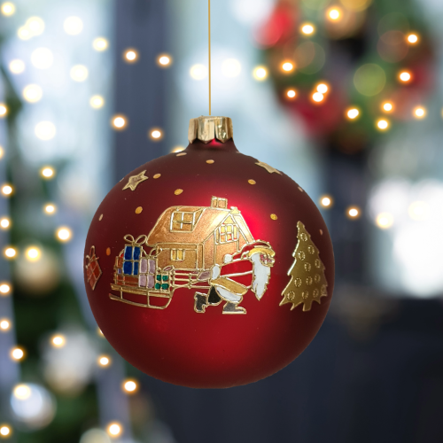 Christbaumkugel "Santa zieht seinen Schlitten"